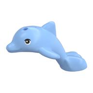 Animal, Dolphin, Baby with Black Eyes, White Iris Print (Bright Light Blue)