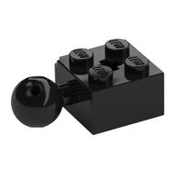 Technic Brick Special 2 x 2 with Ball and Axle Hole, with 6 Holes in Ball (Black)