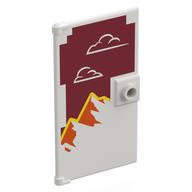 Door 1 x 4 x 6 Smooth with White Clouds, Orange Mountains on Dark Red Background Print (White)