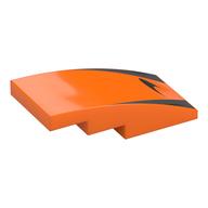 Brick Curved 4 x 2 No Studs with McLaren Logo, Silver/Black Stripes Print (Orange)