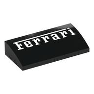 Brick Curved 2 x 4 x 2/3 No Studs with White 'Ferrari' Print (Black)