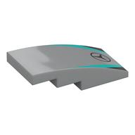Brick Curved 4 x 2 No Studs with Mercedes Logo, Dark Turquoise/Black Stripes Print (Light Bluish Gray)