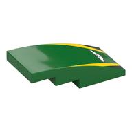 Brick Curved 4 x 2 No Studs with Aston Martin Logo, Yellow/Black Stripes Print (Green)
