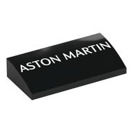 Brick Curved 2 x 4 x 2/3 No Studs with White 'ASTON MARTIN' Print (Black)