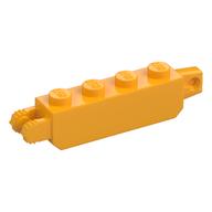 Hinge Brick 1 x 4 Locking with 1 Finger Vertical End and 2 Fingers Vertical End, 7 Teeth (Bright Light Orange)