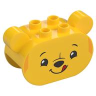 Duplo Brick 2 x 4 x 2 Rounded Ends with Ears and Pooh Print (Yellow)