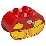 Duplo Brick 2 x 4 x 2 Rounded Ends with Winnie the Pooh, Spoon Print (Red)