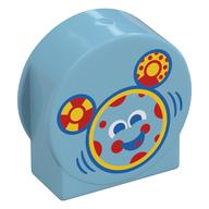 Duplo Brick 1 x 3 x 2 Round Top, Cut Away Sides with Mickey Mouse Outline, Yellow/Red Decorations Print (Medium Azure)