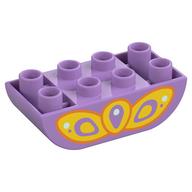 Duplo Brick 2 x 4 Curved Bottom with Yellow Butterfly Wing Print (Medium Lavender)