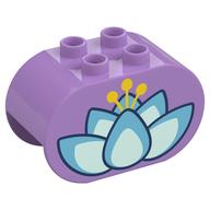 Duplo Brick 2 x 4 x 2 Rounded Ends with Lotus Flower Print (Medium Lavender)