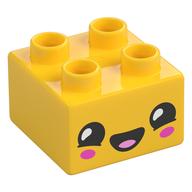 Duplo Brick 2 x 2 with Smiling Face Print (Yellow)