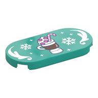 Tile Round 2 x 4 with Sunday, White Snowflakes, Decorations Print (Dark Turquoise)