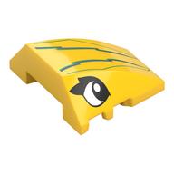 Brick Wedged, Curved 4 x 3 No Studs with White/Black Eyes, Sand Green Lightning Strikes Print (Yellow)