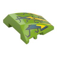Brick Wedged, Curved 4 x 3 No Studs with Yellow/Silver Lightning Bolts Print (Lime)