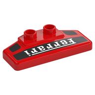 Duplo Rear Spoiler 2 x 4 x 1 / 2 with 'Ferrari' Print (Red)
