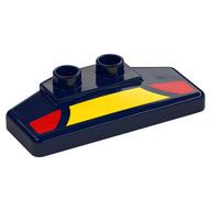 Duplo Rear Spoiler 2 x 4 x 1 / 2 with Yellow and Red Panels Print (Dark Blue)