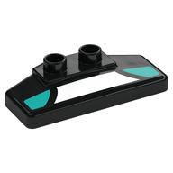 Duplo Rear Spoiler 2 x 4 x 1 / 2 with White and Dark Turquoise Panels Print (Black)