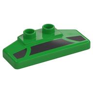 Duplo Rear Spoiler 2 x 4 x 1 / 2 with Black Panels Print (Bright Green)