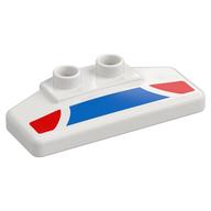 Duplo Rear Spoiler 2 x 4 x 1 / 2 with Blue and Red Panels Print (White)