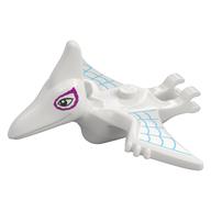 Animal, Dinosaur, Pteranodon with Magenta Eyes, Bright Light Blue Webbings Print (White)