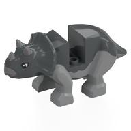 Animal, Dinosaur, Triceratops Small with Light Bluish Grey Legs, Horns, Mouth, Black Eyes Print (Dark Bluish Gray)