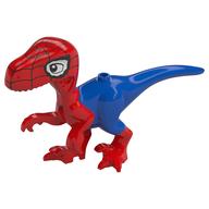 Animal, Dinosaur, Spider-Raptor with Red Arms, Legs, Head, Black Spider-Webs Print (Blue)