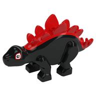 Animal, Dinosaur, Stegosaurus Small with Red Spikes, Eyes Print (Red)