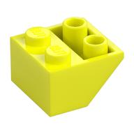 Brick Sloped Inverted 45° 2 x 2 [Ovoid Bottom Pin, Bar-sized Stud Holes] (Vibrant Yellow)