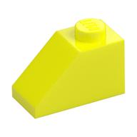 Brick Sloped 45° 2 x 1 with Bottom Pin (Vibrant Yellow)