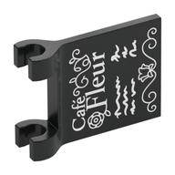 Flag 2 x 2 Square with Chalk Board, 'Café Fleur', Menu Print (Black)