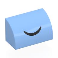 Brick Curved 1 x 2 x 1 No Studs with Black Smile Print (Bright Light Blue)