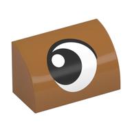 Brick Curved 1 x 2 x 1 No Studs with Eye, Looking Left Print (Medium Nougat)