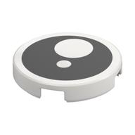 Tile Round 2 x 2 with Black Circle, White Circles / Eye Print (White)