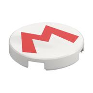 Tile Round 2 x 2 with Red 'M' Print (White)