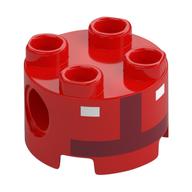 Brick Round 2 x 2, Pin Holes with Dark Red Toad Pit Crew Torso, White Buttons Print (Red)