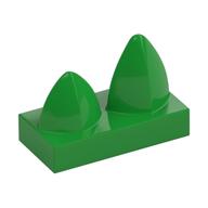 Tile Special 1 x 2 with Two Vertical Teeth / Tooth (Bright Green)