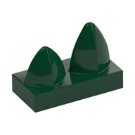 Tile Special 1 x 2 with Two Vertical Teeth / Tooth (Dark Green)