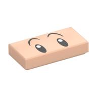 Tile 1 x 2 with Black Eyes, Raised Eyebrows, White Pupils Print (Light Nougat)