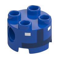 Brick Round 2 x 2, Pin Holes with Dark Blue Toad Pit Crew Torso, White Buttons Print (Blue)