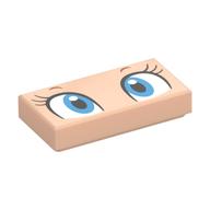 Tile 1 x 2 with White/Azure Eyes, Black Eyelashes Print (Light Nougat)