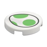 Tile Round 2 x 2 with Yoshi Egg Print (White)