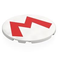 Tile Round 6 x 6 with Red 'M' Print (White)
