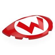 Brick Round 3 x 6 Half Circle with Red 'W' in White Circle Print (Red)