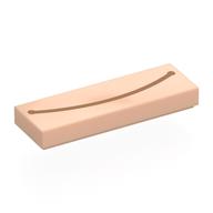 Tile 1 x 3 with Nougat Mouth, Smile Print (Light Nougat)
