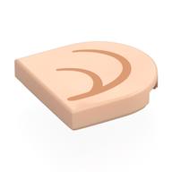 Tile Round 2 x 2 Half Circle with Nougat Inner Ear (Right) Print (Light Nougat)