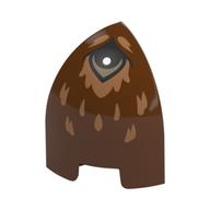 Brick Round Curved 1 x 1 x 1 1/3 Quarter Dome with Black Eye, Nougat Fur Print (Reddish Brown)