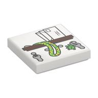 Tile 2 x 2 with Dark Brown Shelf, White Letters, Keys on Hooks, Sunflower Lanyard Print (White)