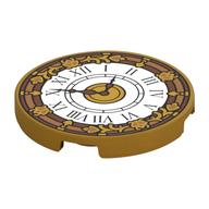 Tile Round 3 x 3 with White Clock Face, Decorations Print (Pearl Gold)