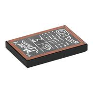 Tile 2 x 3 with Black Chalkboard, Reddish Brown Wooden Frame, 'Menu', Soup, Challis Print (Black)