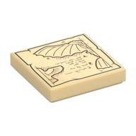 Tile 2 x 2 with Da Vinci Flying Machine Sketch Print (Tan)